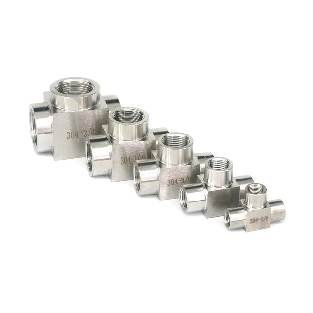Conector de tubería de acero inoxidable 1/8, 1/4 ", 3/8", 1/2 ", 1", BSP M20x1.5, hembra igual en T, 3 vías, - AliExpress