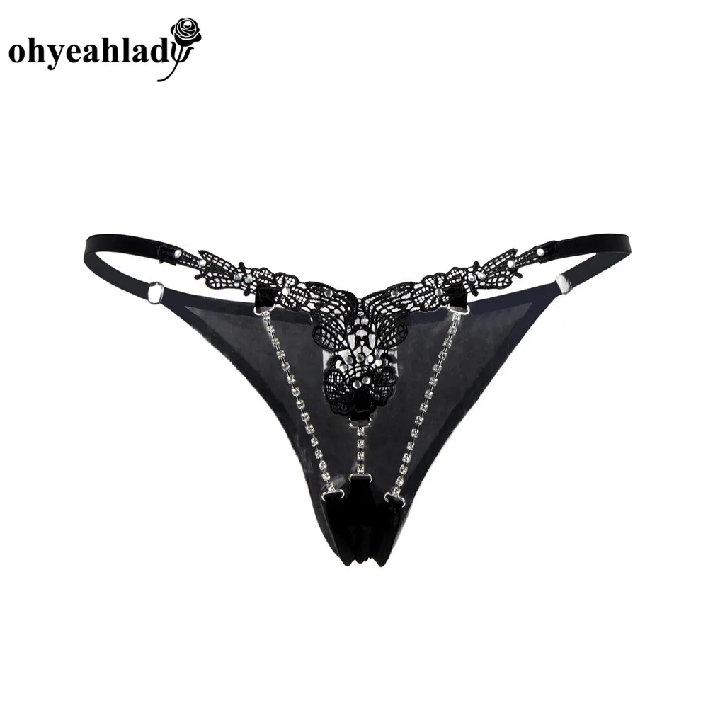 Стринги Ohyeahlady женские с металлическими цепочками пикантное кружевное нижнее