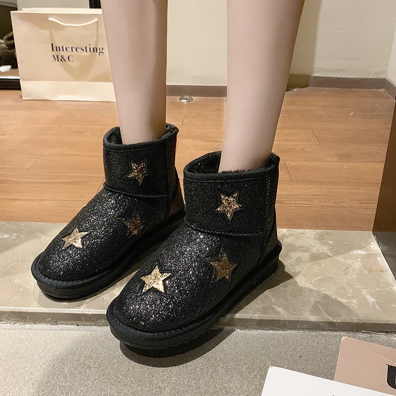 

Winter New Women Snow Boots Plus Plush Keep Warm Bling Winter Boots Comfortable Non-slip Australia Emu Boots