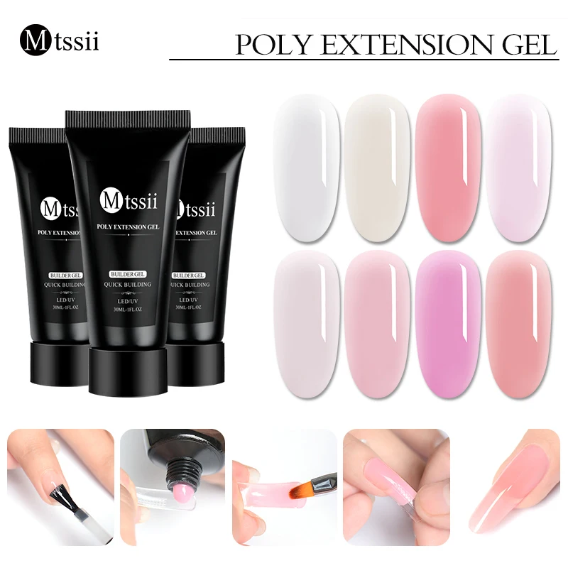 

Mtssii 30ml Pink White Poly Extension Gel Clear Crystal UV LED Gel Tips Enhancement Slip Solution Quick Extension Gel