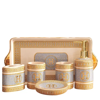 

Bathroom set ceramic Soap dispenser Tooth mug Toothbrush holder cup Soap dish for bathroom Bathroom supplies
