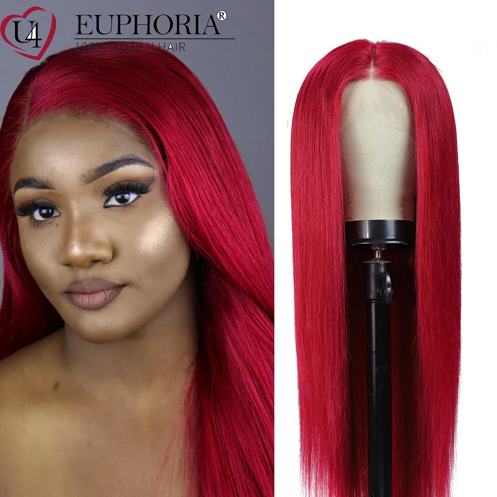 Burgundy Red Straight Lace Wigs Blonde 27 Brazilian 9A Remy Human Hair Wigs 13x4 Lace Frontal Wigs 150% For Black Women EUPHORIA