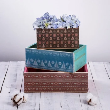 

Set of wooden boxes 3 in 1 without handle "Christmas pattern" 4701969