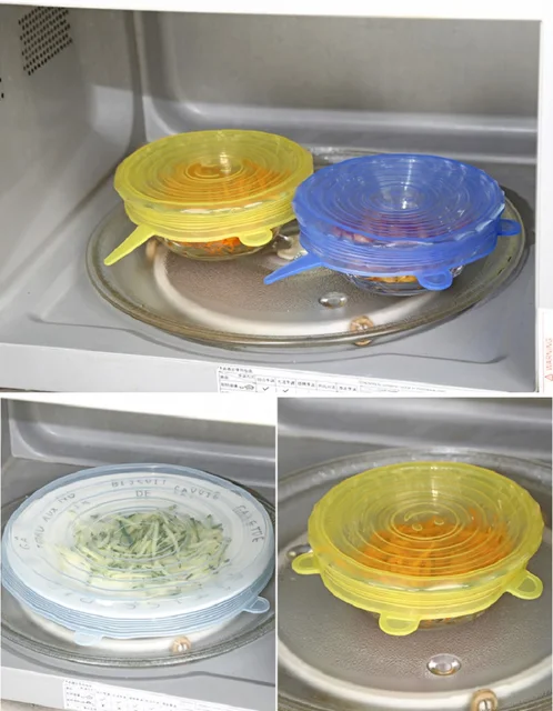 Tapa de silicona para alimentos, tapa Universal elástica para microondas,  accesorios de cocina, 6 piezas - AliExpress