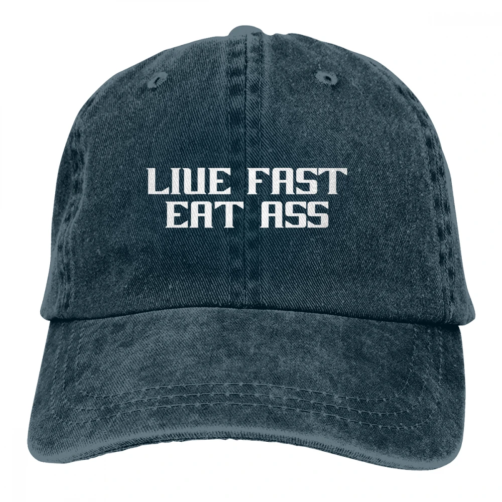 Живи быстро едят попу Casquette черные унисекс Мужские Женские джинсовые бейсболка с ремешком кепки регулируемые Гольф папа шляпа