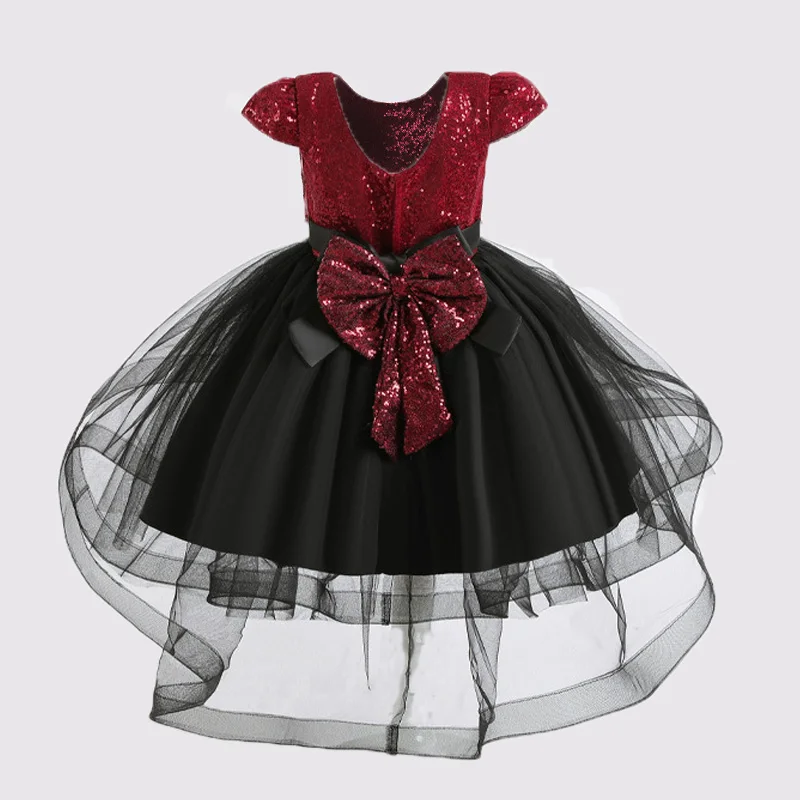 Новинка года; сезон весна-лето; платье с блестками и большим бантом Детские платья для девочек; кружевное платье-пачка принцессы платье для дня рождения, свадьбы; цвет красный, зеленый