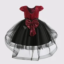 Новинка года; сезон весна-лето; платье с блестками и большим бантом Детские платья для девочек; кружевное платье-пачка принцессы платье для дня рождения, свадьбы; цвет красный, зеленый