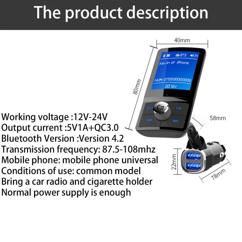 ONEWELL 1 шт. fm-передатчик Bluetooth lcd Автомобильный MP3-плеер Bluetooth комплект громкой связи автомобильное зарядное устройство 2-USB