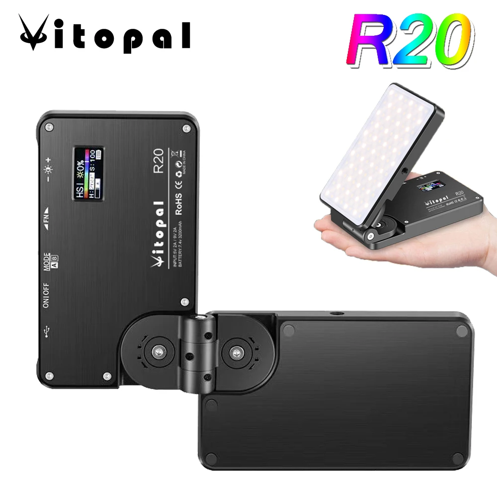 Vitopal R20 20W складной RGB Карманный видео светильник для видео/Youtube/Vlog фотостудии |
