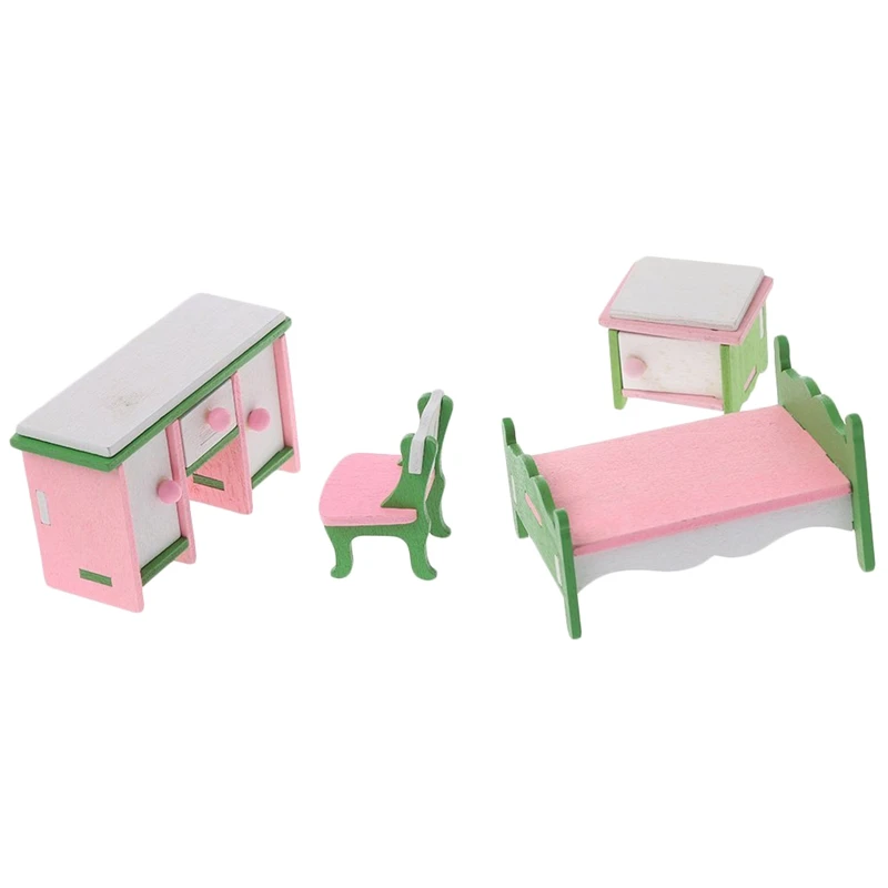 2 Set Baby Wooden Dollhouse Furniture Dolls House Miniature Child Play Toys Gifts, 1 Set No.9& 1 Set No.10