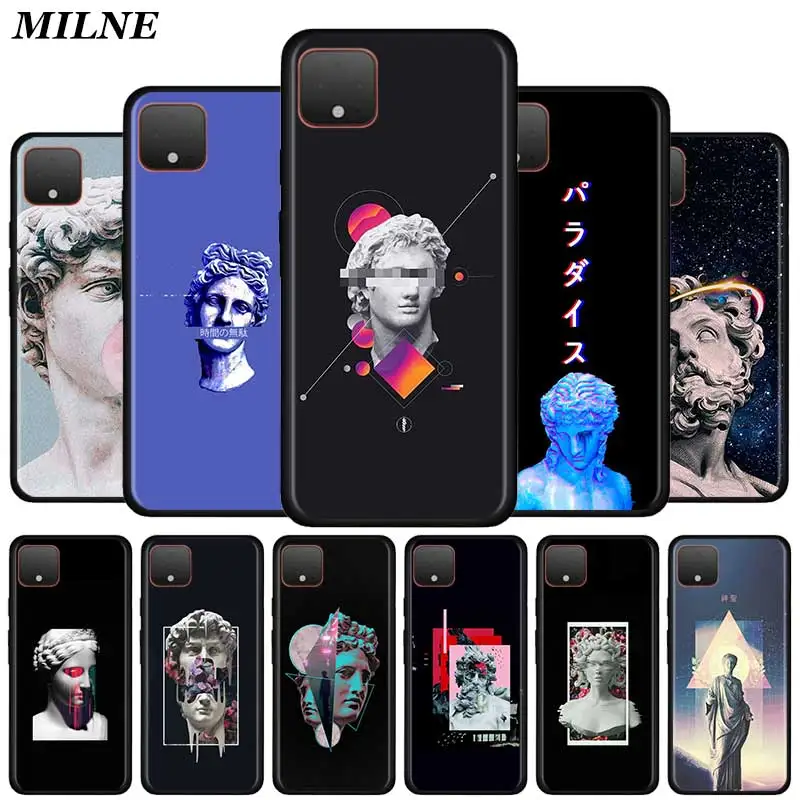 Силиконовый чехол для Google Pixel 4 XL задняя крышка мягкий черный телефона из ТПУ с