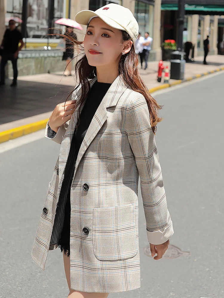 

Early Autumn Coat Women's 2019 New Style Korean-style Loose-Fit Versatile Elegant on Clothes Spring And Autumn Fashion Plaid Sma