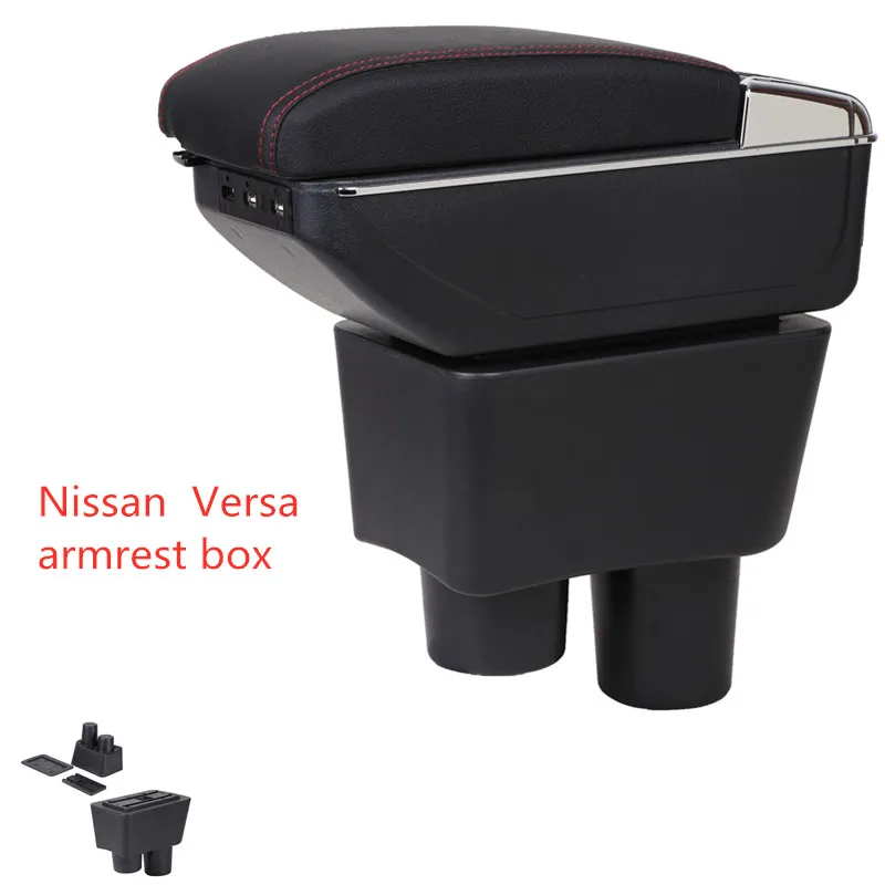 Для Nissan Sunny, Versa подлокотник коробка зарядка через usb увеличивает двухслойный центральный магазин содержание держатель стакана, пепельница аксессуары