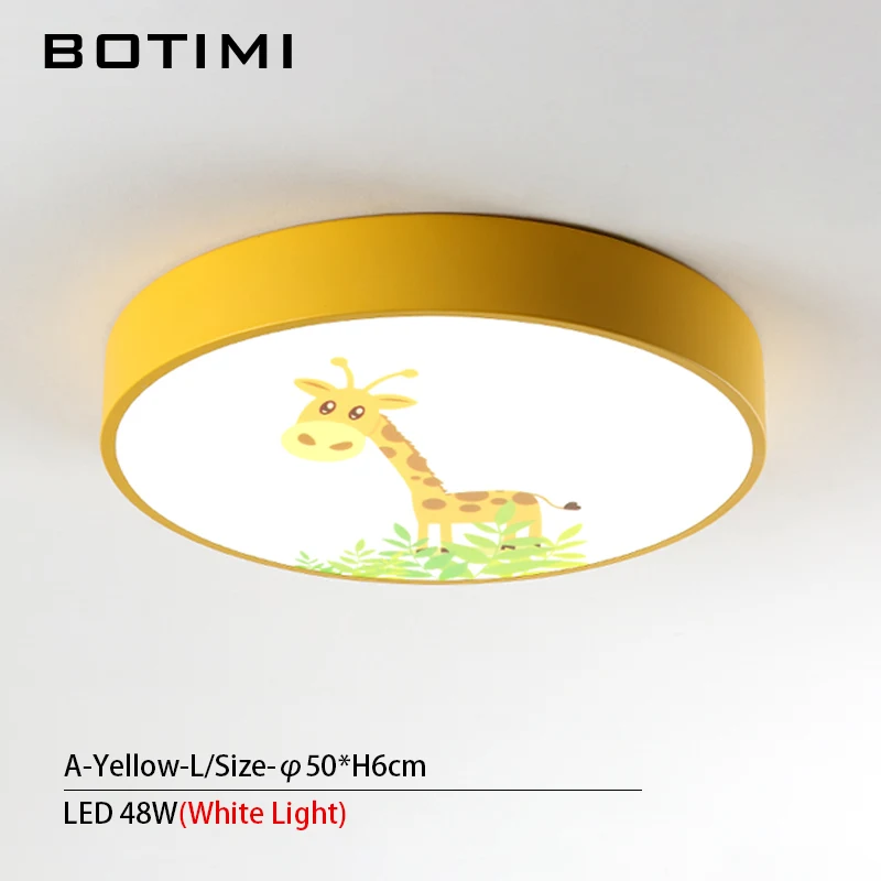 A-Yellow-L-LED White BOTIMI мультфильм 220V светодиодный потолочный светильник для спальни для детской комнаты Мальчики круглая спальня освещение девушки потолочные светильники - Цвет корпуса: A-Yellow-L-LED White