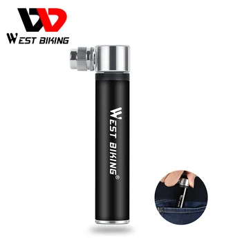 

WEST BIKING Bicycle Pump 120psi Aluminum Alloy Tire Air Inflator Schrader Presta Valve Cycling MTB Road Bike Portable Hand Pump