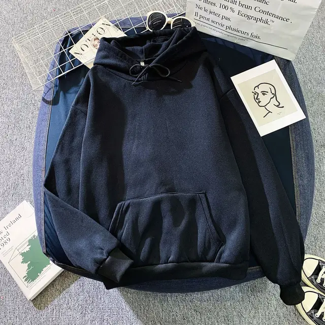 Solid Hoodies Sweatshirts Men Women Clothing Polyester Long Sleeve Tops Loose Pocket Sweatshirt 2021 Men's Casual Pullover black