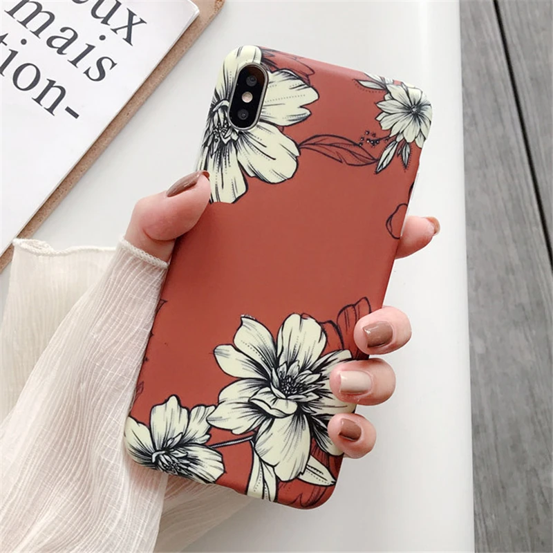 E Чехол для телефона для iPhone 11 Pro Max винтажная Роскошная задняя крышка с цветами для iPhone X XR Xs Max XS 11 7 Plus 8 6 S 6 Мягкий силиконовый чехол - Цвет: E