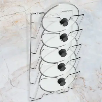 

Wall Mounted Door Hanger Kitchen Cabinet Storage Dish Rack Holder For Pot Pan Lids Kitchen Shelf Bracket Accessories