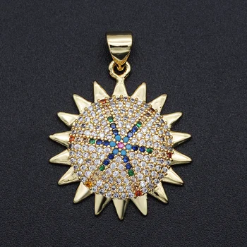 

5pcs/lot 30x22mm 100% CZ Zircon DIY Jewelry Luxury Sun Charm Pendant Wholesale Top Quality Fashion Jewellery Pendants