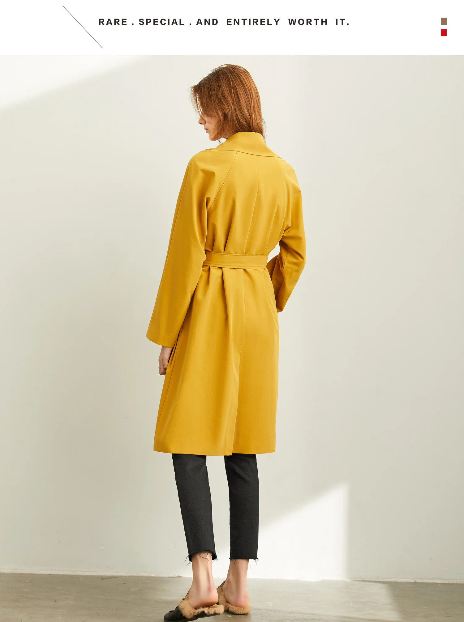 Amii English wind temperament medium and long style windbreaker woman autumn dress double row buckle fastening belt coat