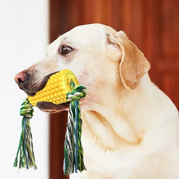 

VKTECH Creative Pet Corn Food Molar Stick TPR Training Bite Toy Toothbrush Chewing Toy Pet Supplies Dropshipping