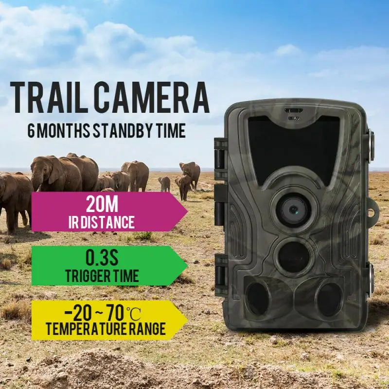 

2020 New High 1080P Hunting Camera HC801A 5000Mah Li-Battery 16MP Trail Camera IP65 Photo Traps 0.3s Trigger Time Wild Camera