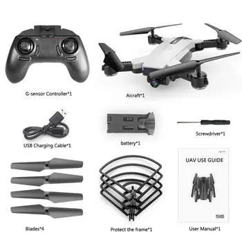 

SMRC S6 RC Foldable Mini Headless Mode drone quadcopter aircraft with 720P WIFI HD camera LED Light Altitude Hold Airplane