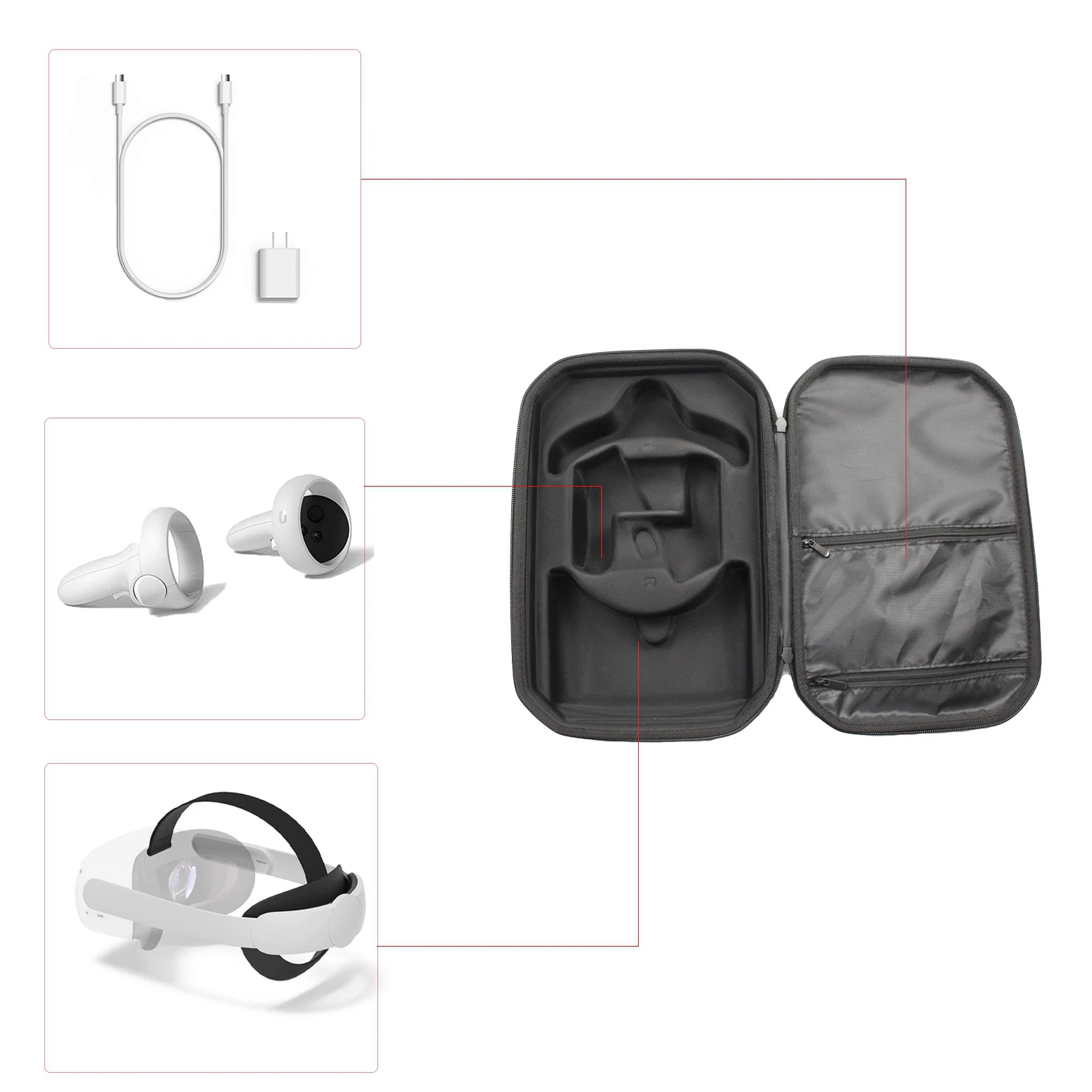 Hard EVA Case Storage Protective Pouch Bag Waterproof Crash-Proof for  Quest 2 All-in-one VR Virtual Reality Headset