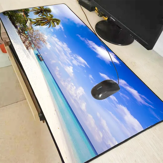 $US $5.99  XGZ Palm Trees Beach Cloud Large Gaming Mouse Pad Locking Edge Mouse Mat for Laptop Computer Keyboa