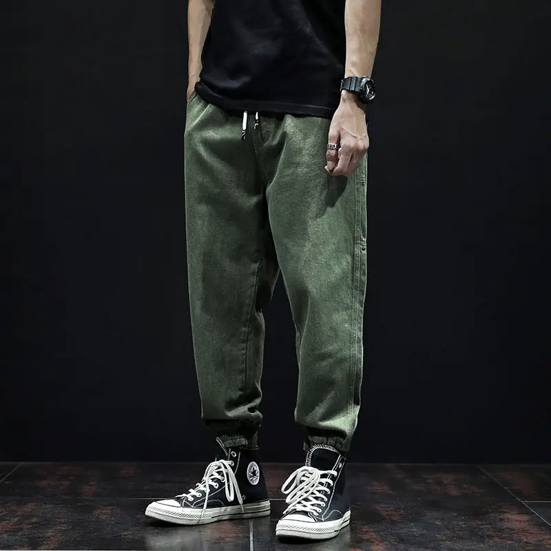 Fashion Streetwear Men Jeans Loose Fit Spliced Designer Cargo Pants Green Gray Color Slack Bottom Hip Hop Jeans Men Joggers Fashion Streetwear Men Jeans Loose Fit Spliced Designer Cargo Pants Green Gray Color Slack Bottom Hip Hop Jeans Men Joggers
