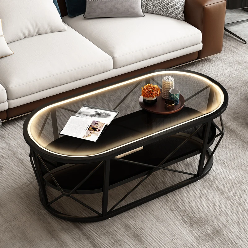 Современный роскошный круглый журнальный столик из закаленного стекла в