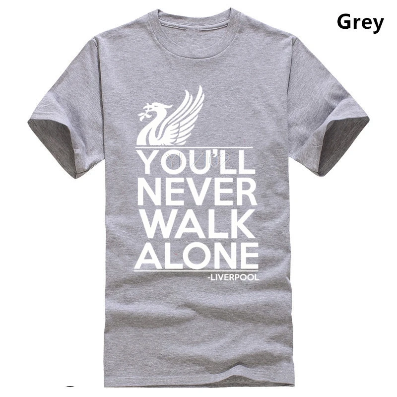 Ливерпуль футболка you'll never walk alone футбол Фан Клуб YNWA Мужская Подарочная футболка - Цвет: light grey