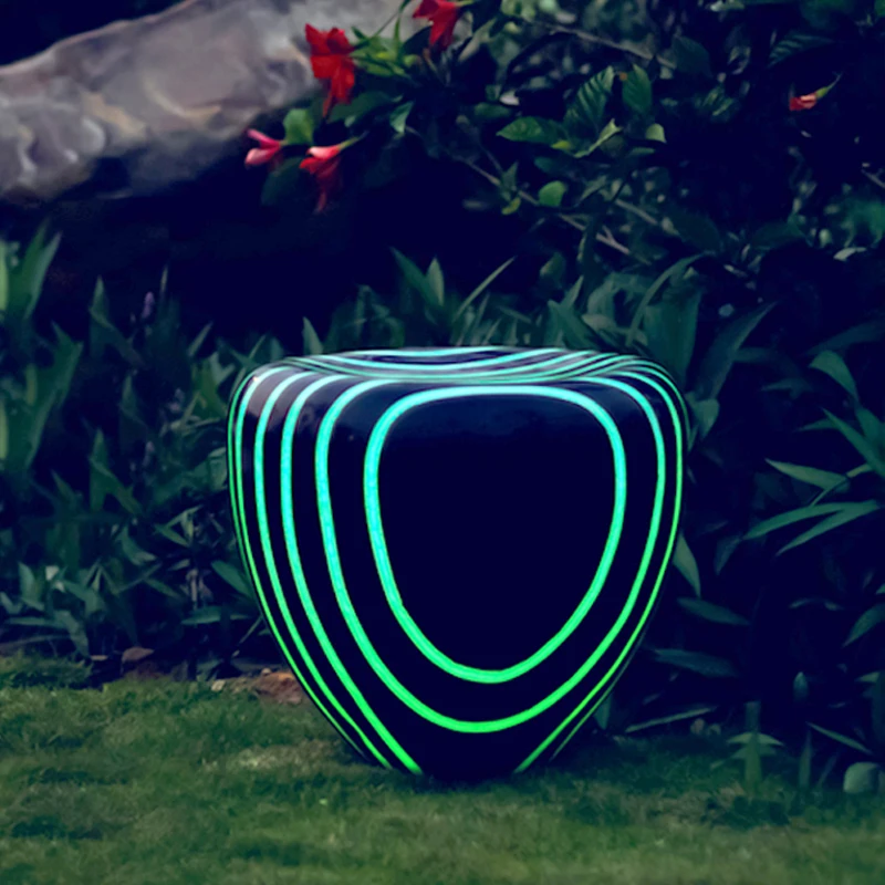 Color Changing Garden Lighting Bar Coffee Colorful Seat Villa Backyard Lawn Lamp Real Estate Resort Landscape Light simple modern striped fabric sofa stool round small stool coffee shop sitting pier household shoes changing stool dressing