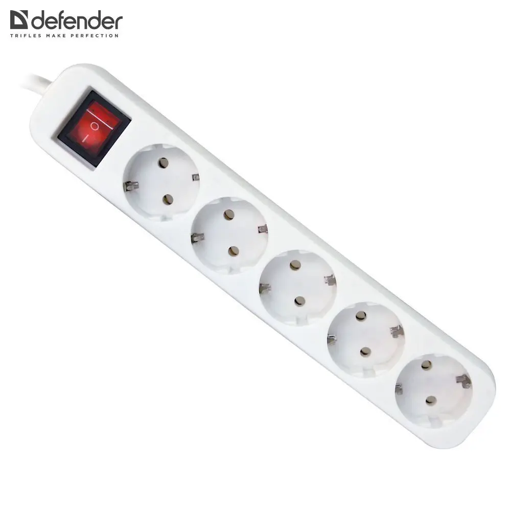 Сетевой фильтр Defender S550 Выключатель, 5.0 м, 5 розеток