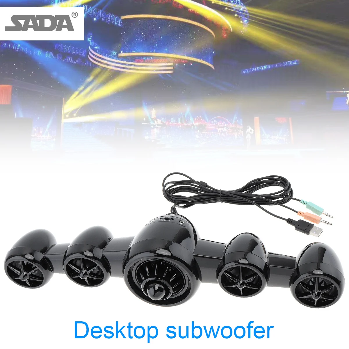 

SADA D-219 Bluetooth AUX Multi-media Soundbar Mini Aircraft Type Computer Speaker with 3 Speakers Units/Stereo Surround Sound