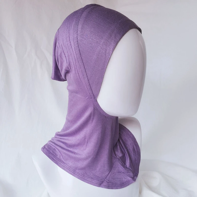Цельный женский однотонный шифоновый хиджаб с пузырьками, мягкий длинный мусульманский платок, мусульманские платки, жоржет, шарфы хиджабы - Цвет: violet inner jersey