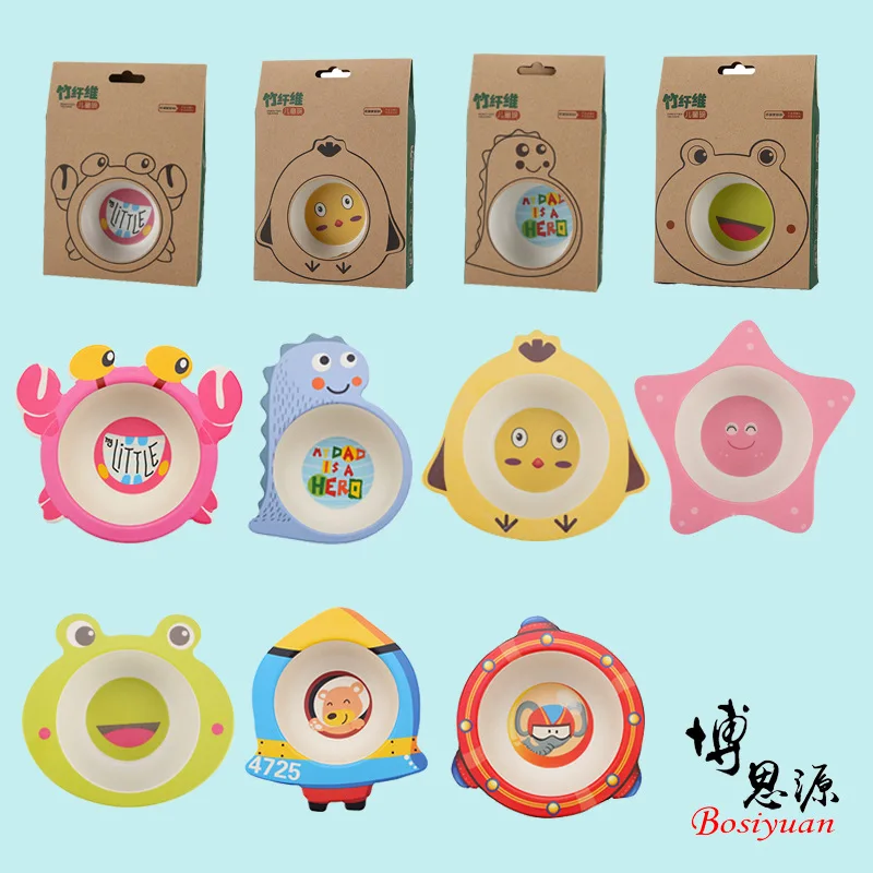 

Bamboo Fiber Children's Dishes Cartoon Animal Baby Feeding Bowl Creative Food Supplement Bowls Kids Tableware Gift Dinnerware