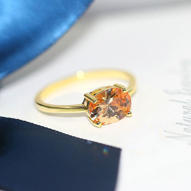 Wedding Rings For Women Simple Multicolor Oval Zircon Light Gold Color Wholesale Bride Jewelry Friendship Gift R865