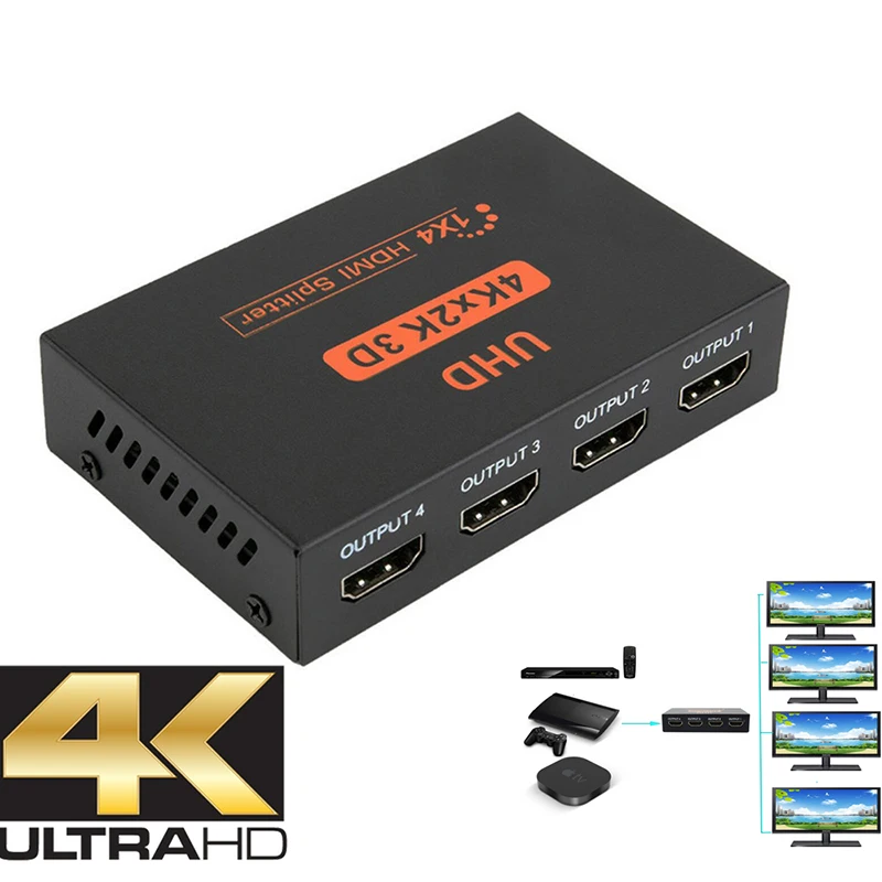 Ultra HD 4K HDMI сплиттер 1X4 4K 1080P видео HDMI 1X4 сплиттер для ПК ноутбука STB DVD UHD tv 4K* 2K 1 вход 4 выхода
