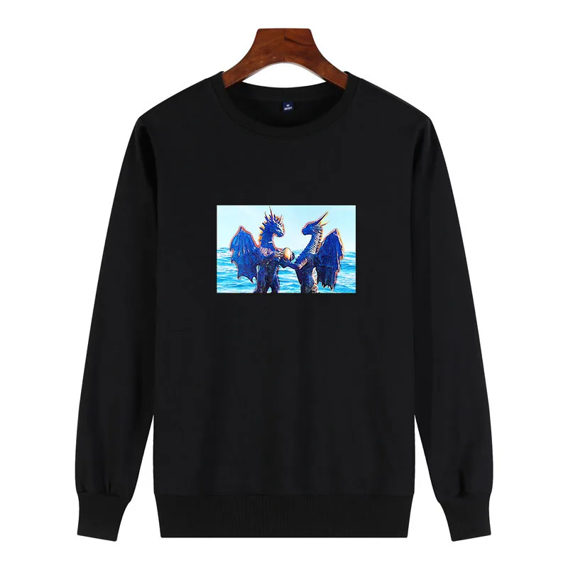 

Dragon's loving sculpture image Men 100% Cotton Sweatshirt Masculinity Street fashion Male masculine punk spirit Mens Pullover