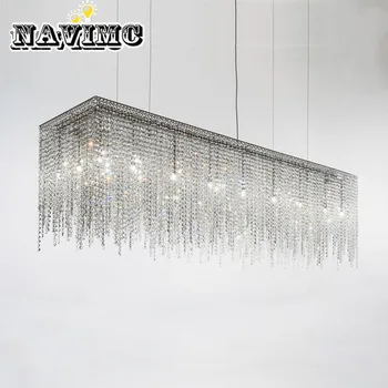 

Modern long k9 Rectangular crystal chandelier Lighting for Dining Room Living Bedroom Hanging Lamp