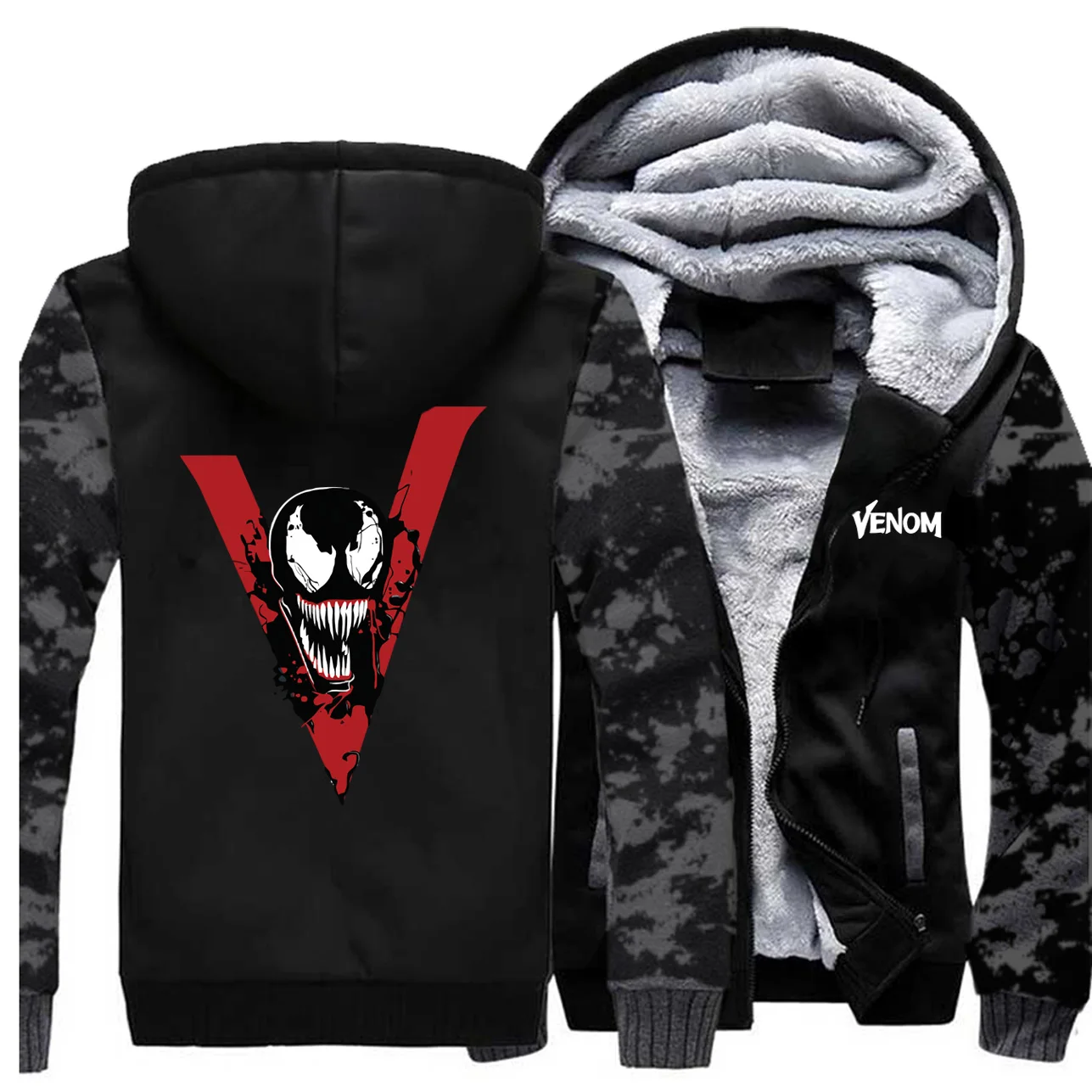Hot Sale New Arrive movie venom Printed Hooded Men's Hoody Outerwear hip hop Thick venom Hoodies Pocket Jackets Coat