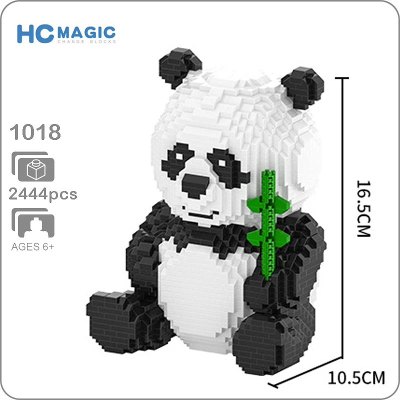 

HC 1018 Cartoon Bear Cat Panda Animal Pet 3D Model 2444pcs DIY Diamond Mini Building Small Blocks Bricks Assembly Toy no Box