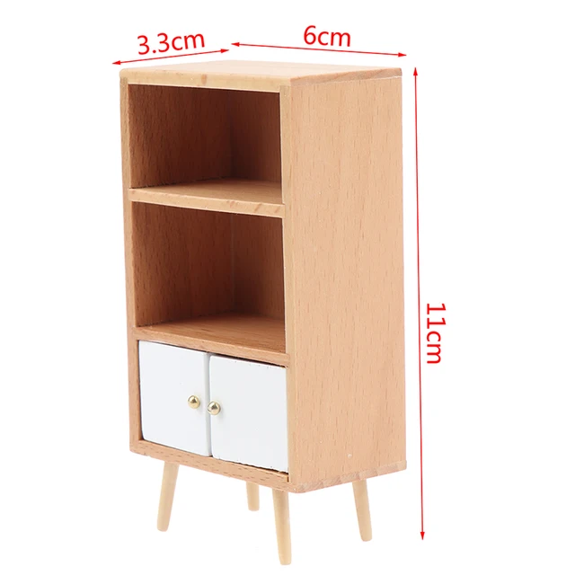 1Pcs 1/12 Dollhouse Miniature Furniture Multifunction Wood Cabinet Bookcase Bookshelf for Pretend Play Toy 6