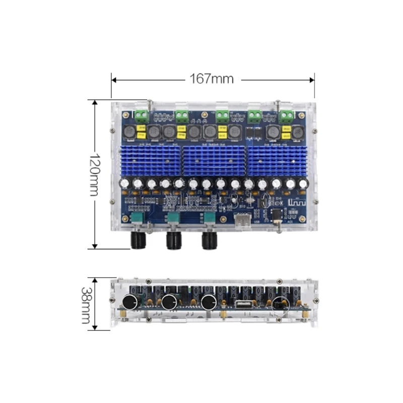 XH-A310 Bluetooth 5,0 TPA3116D2 цифровой усилитель мощности 4 канала 50Wx2+ 100Wx2 двойной бас сабвуфер усилитель модуль