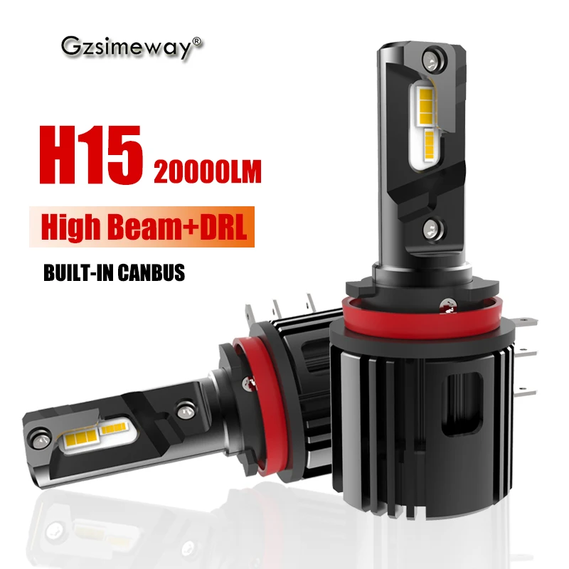 2PCS H15 LED Bulb 20000LM High Beam Headlight Day Driving Running Light 12V 6000K White Auto Lamp for VW Audi A3 A6 BMW Golf 6 | Автомобили