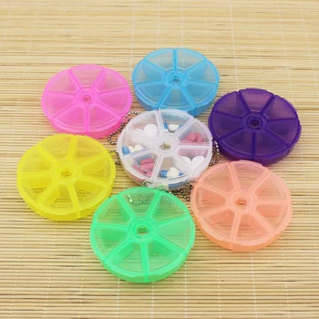

1Pcs Weekly 7 Day Round Pill Container Pill Box Splitter Pill Organizer Medicine Box Cutter Travel Pillbox Health Stationery