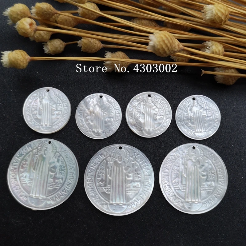 

20pcs/lot 15mm 22mm Drilled Natural Round san benito Madonna Mother of Pearl Shell Round Madonna Pearl Shell MOP for DIY Jewelry