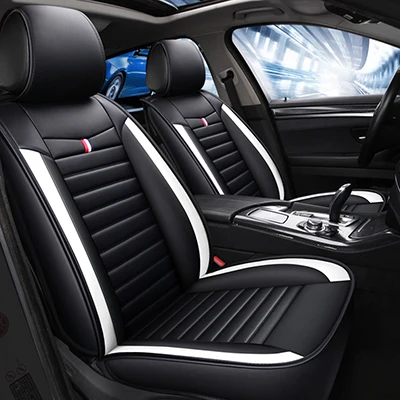 Спортивный кожаный чехол для автокресла volkswagen golf vw polo passat B5 B6 tiguan passat Touareg, все модели автомобильных аксессуаров - Название цвета: black white