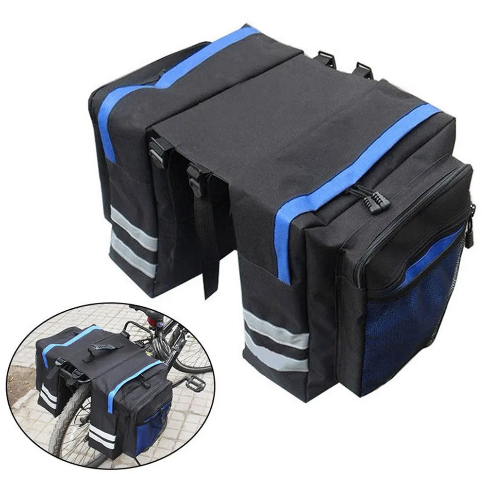 Sale Carry Luggage Double Pannier Mountain Bicycle Multi Pocket Reflective Strip Durable Portable Trunk Bag Mesh Practical Rear Seat 6